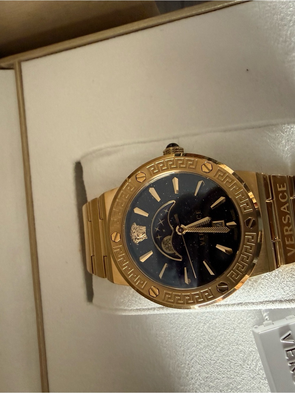 Versace Gold and Black Men's Moonphase Bracelet Watch